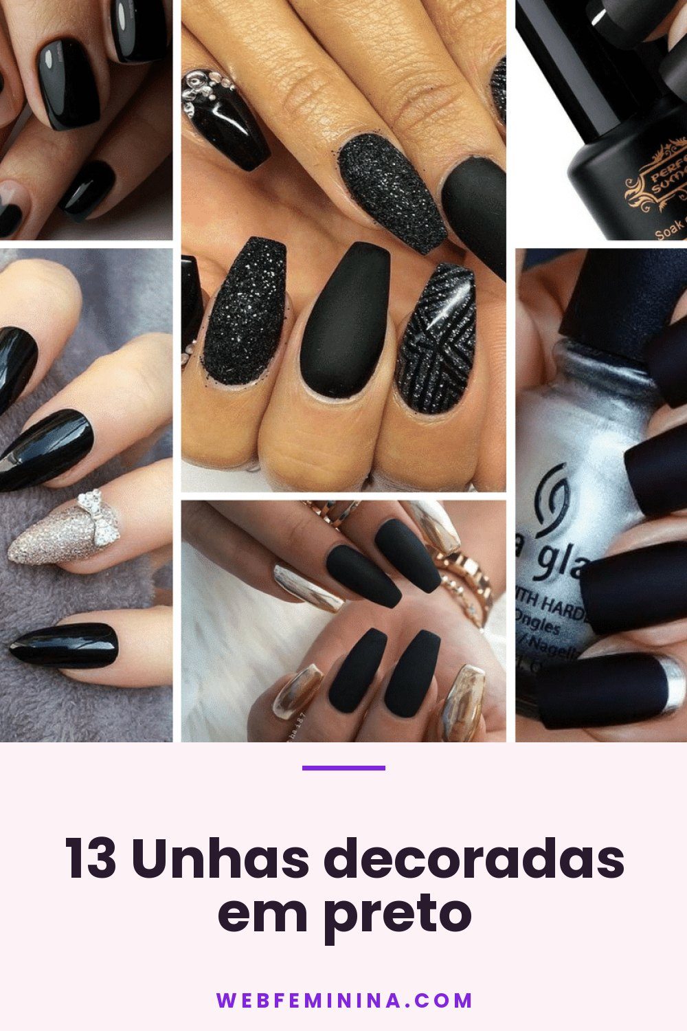 13 Unhas decoradas em preto