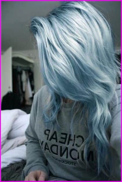 cabelo azul pastel longo