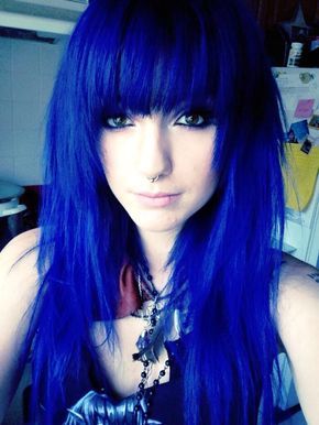cabelo azul royal franja