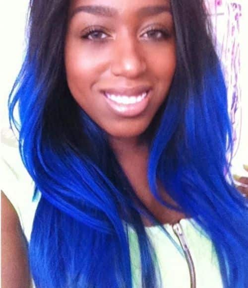 cabelo azul royal mechas