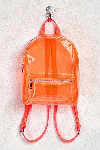 mochila transparente colorida laranja