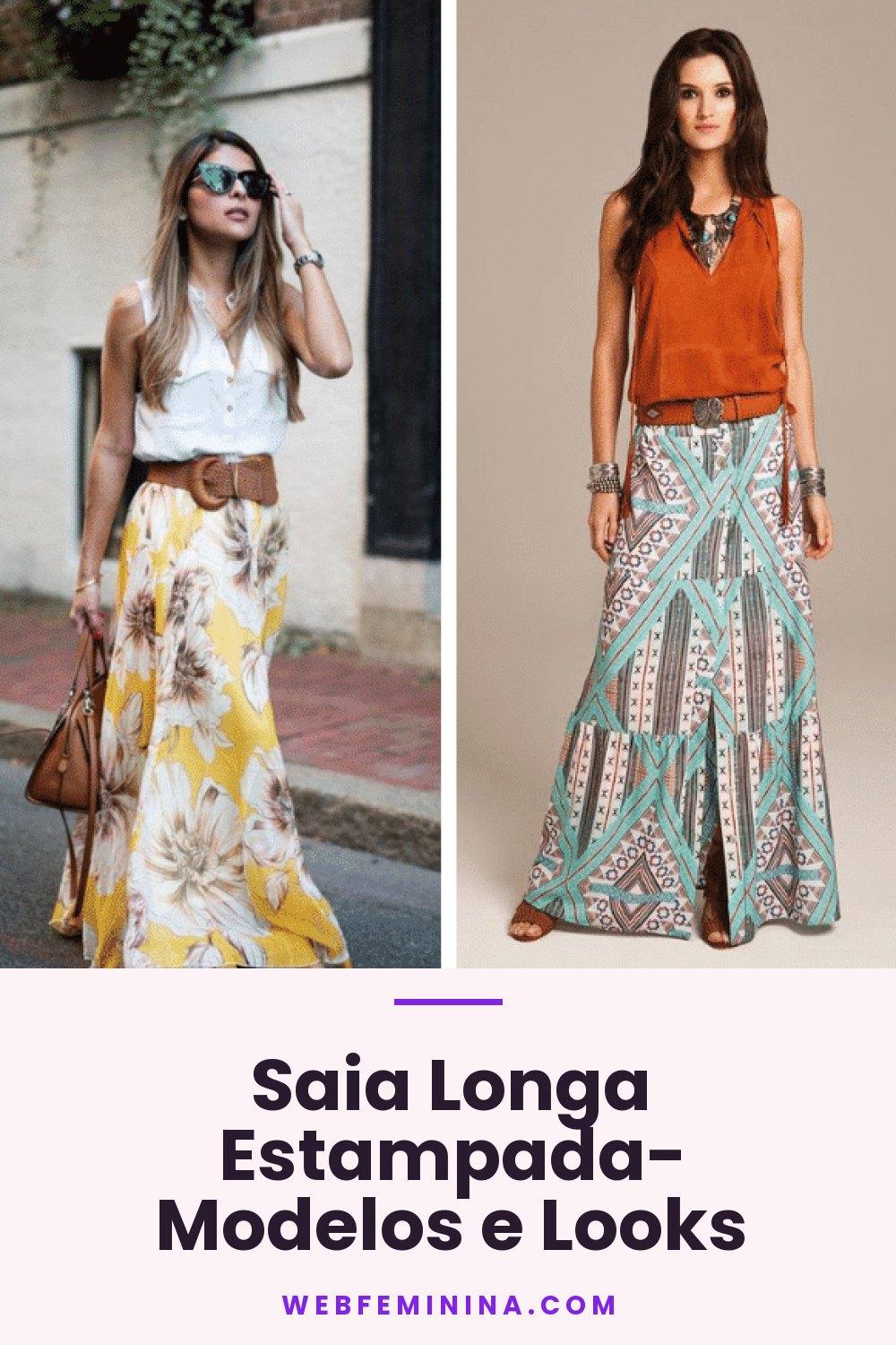 Saia Longa Estampada- Modelos e Looks