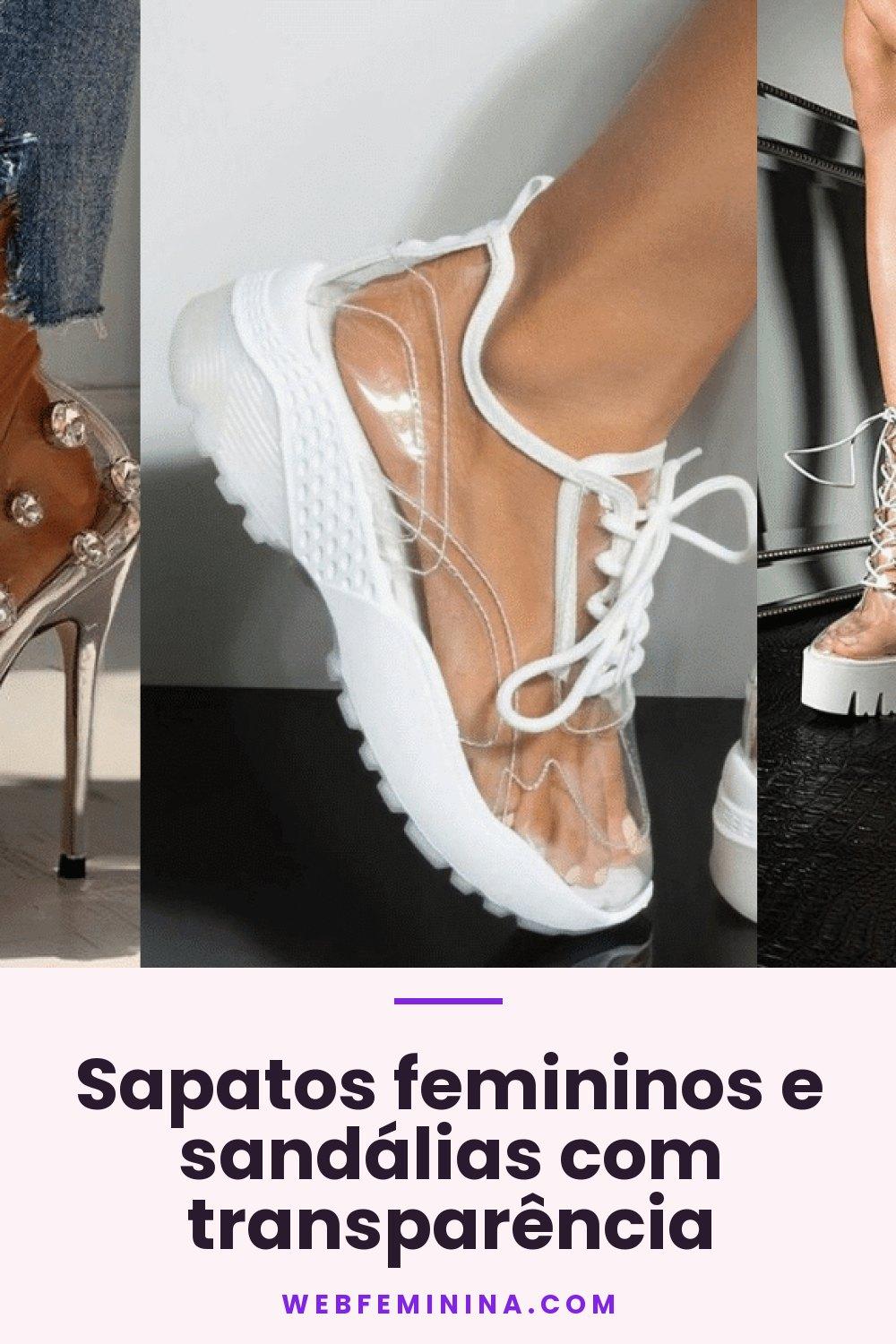 Sapatos femininos e sandálias com transparência