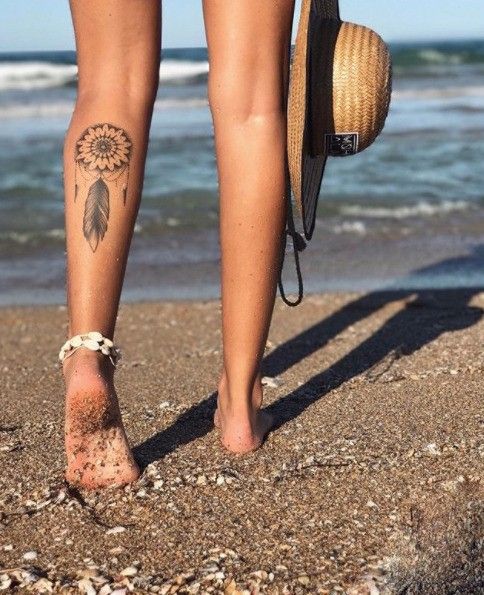 tatuagem canela feminina delicada mandala