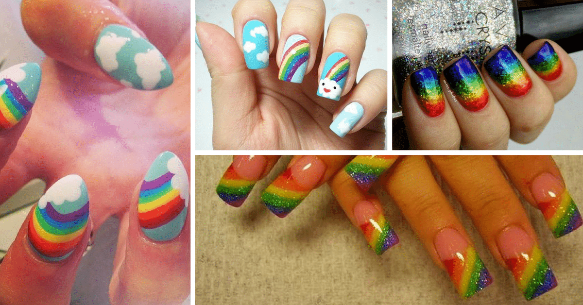 unhas decoradas arco iris
