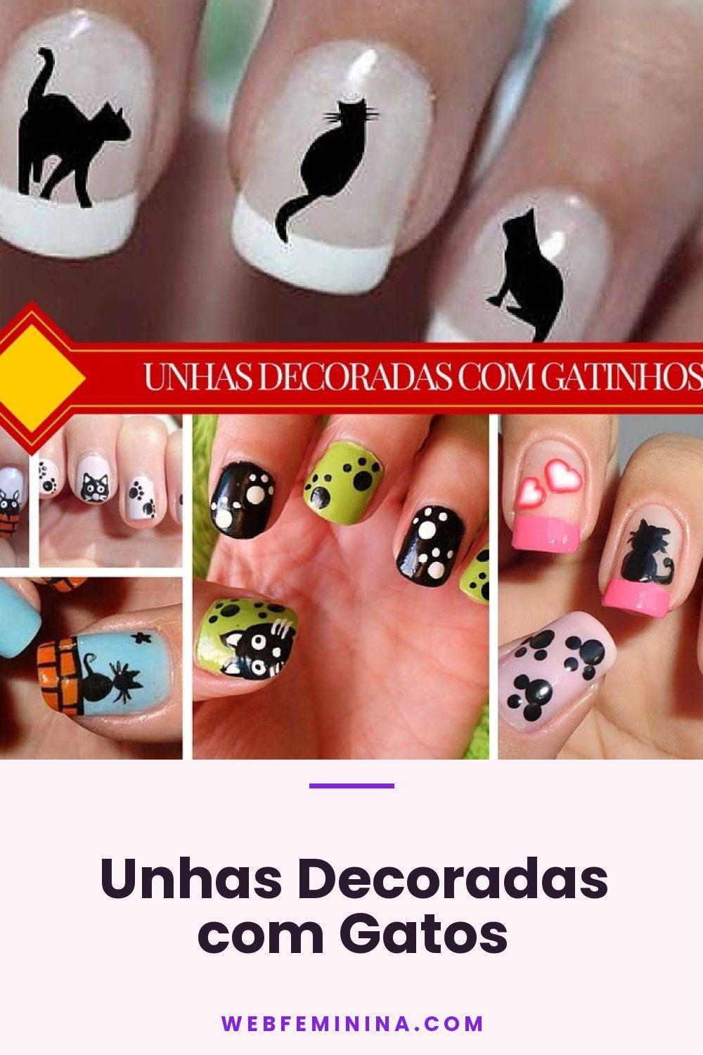 Unhas Decoradas com Gatos