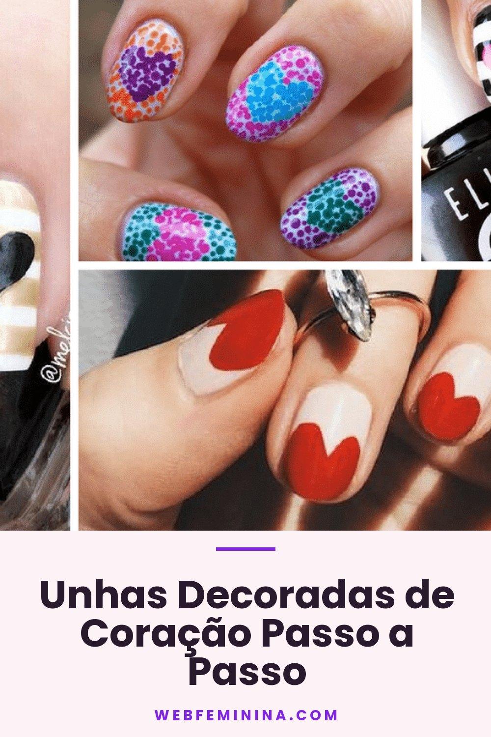 Unhas Decoradas de Coração Passo a Passo