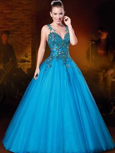 vestido debutante azul