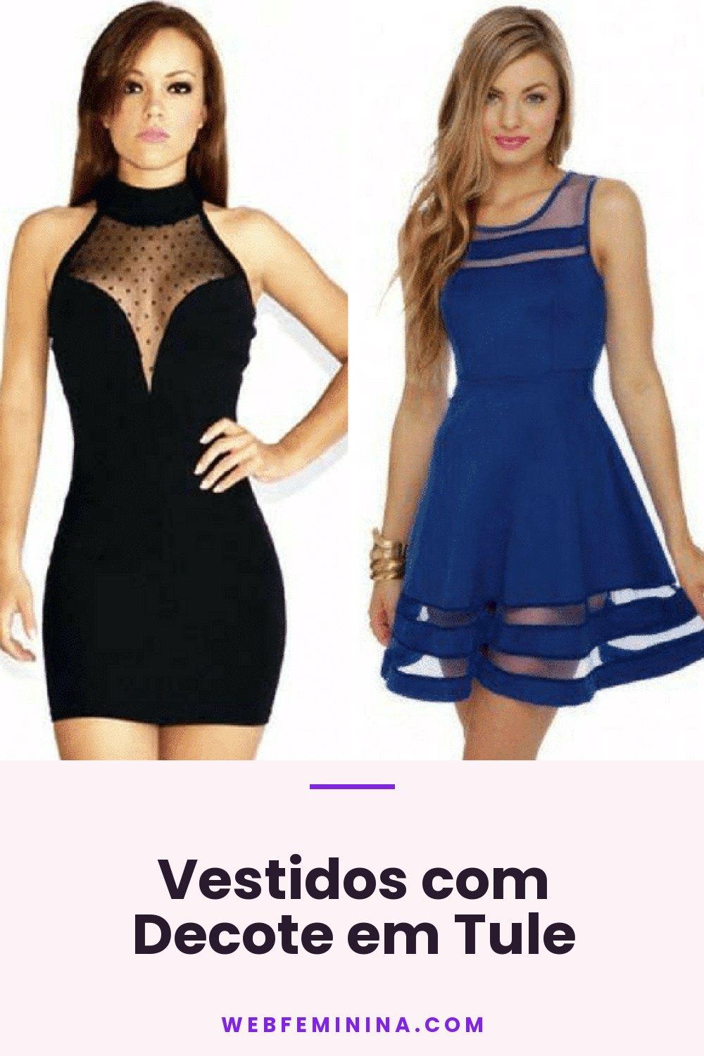 Vestidos com Decote em Tule
